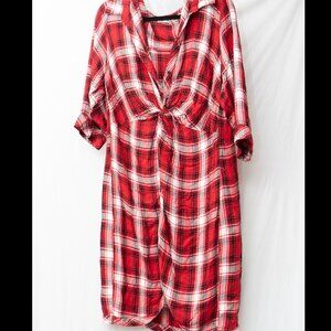 Dex Size 2x Plaid long sleeve dress - red, white and black